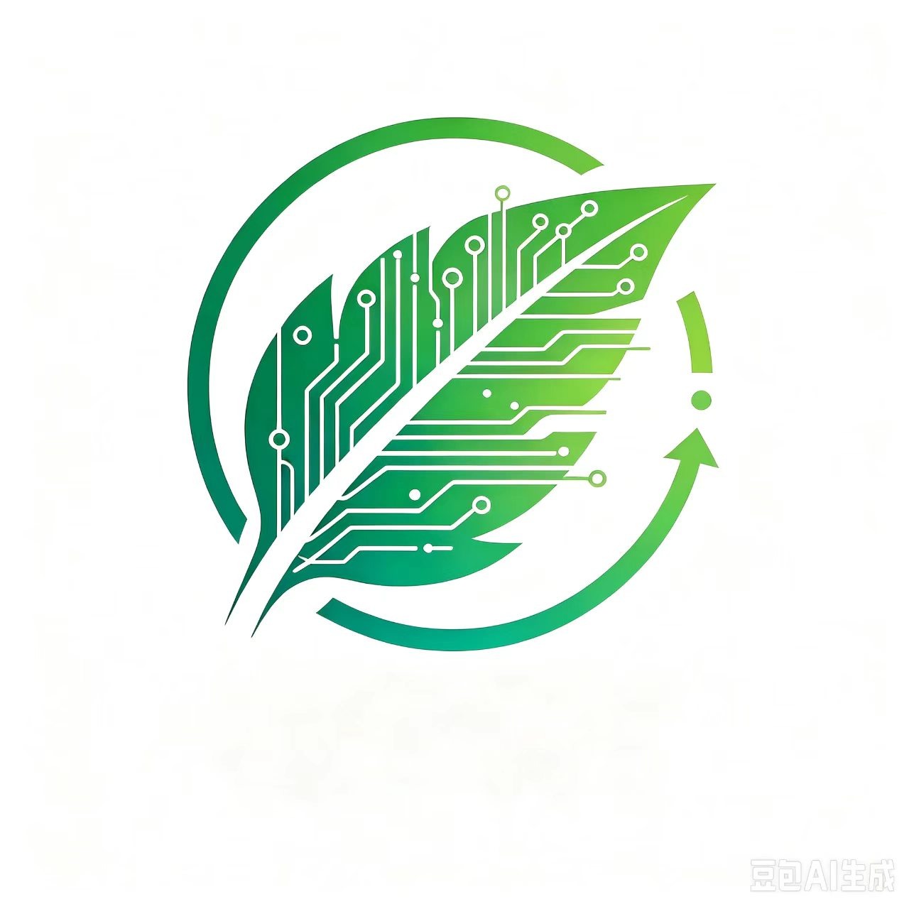 智农种联品牌标志：电路纹理叶片环绕循环箭头